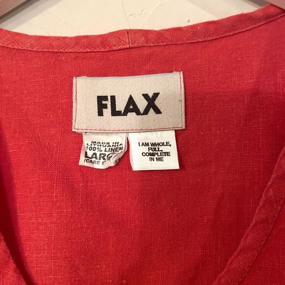 FLAX Jeanne Engelhart Women’s Linen Three Piece Coral Pink Rose Print Set - Picture 8 of 16